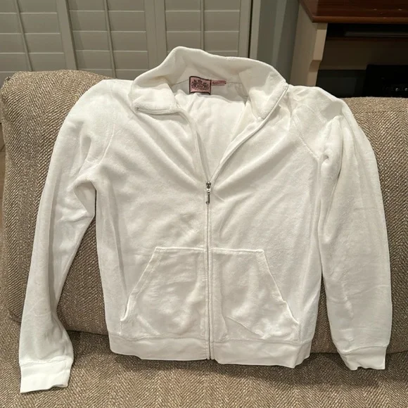 Juicy Couture White Long Sleeve Velour Track Jacket - Picture 1 of 7